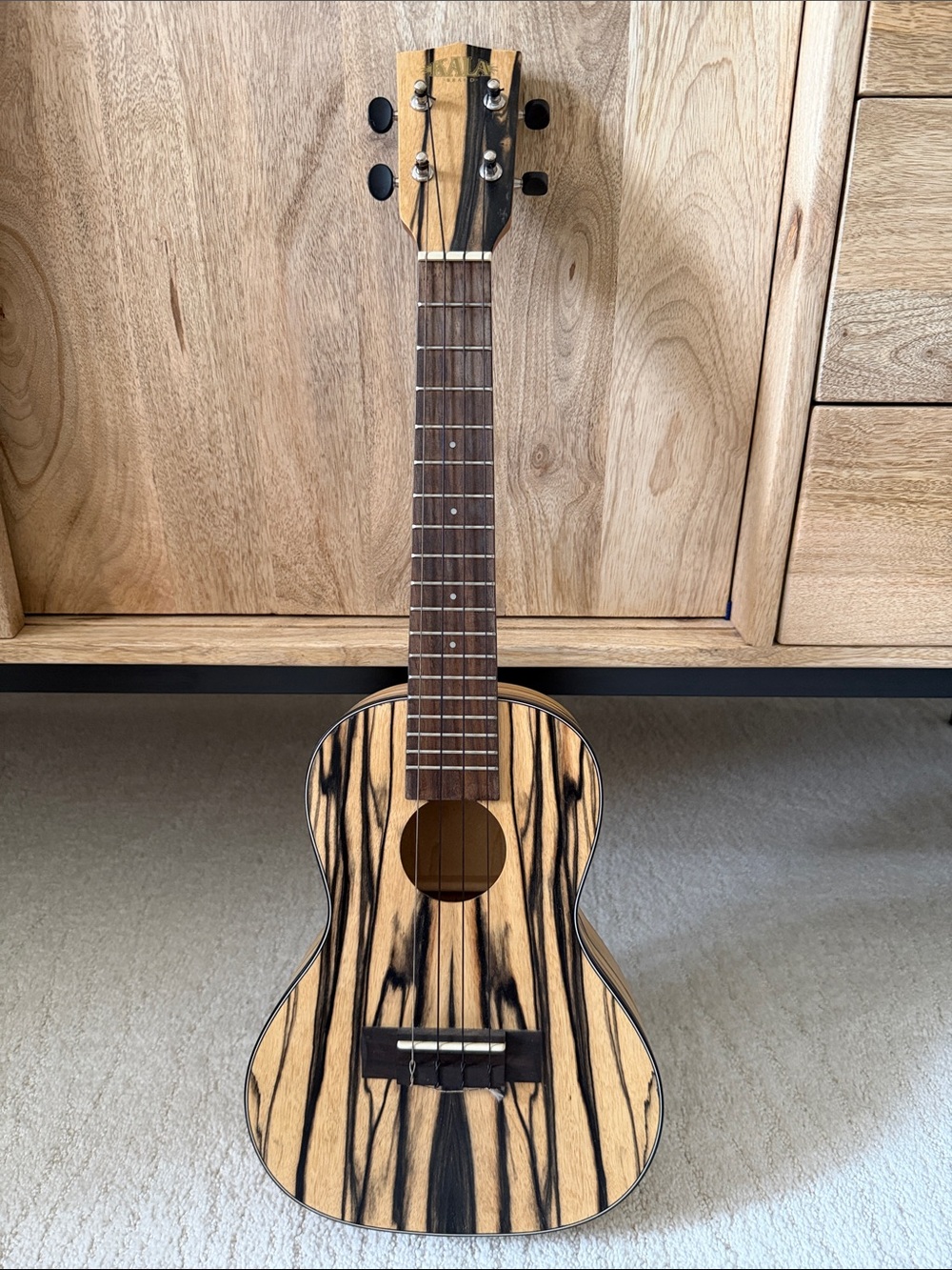 Zala, Zebrawood Concert Ukulele - Natural Black Stripe